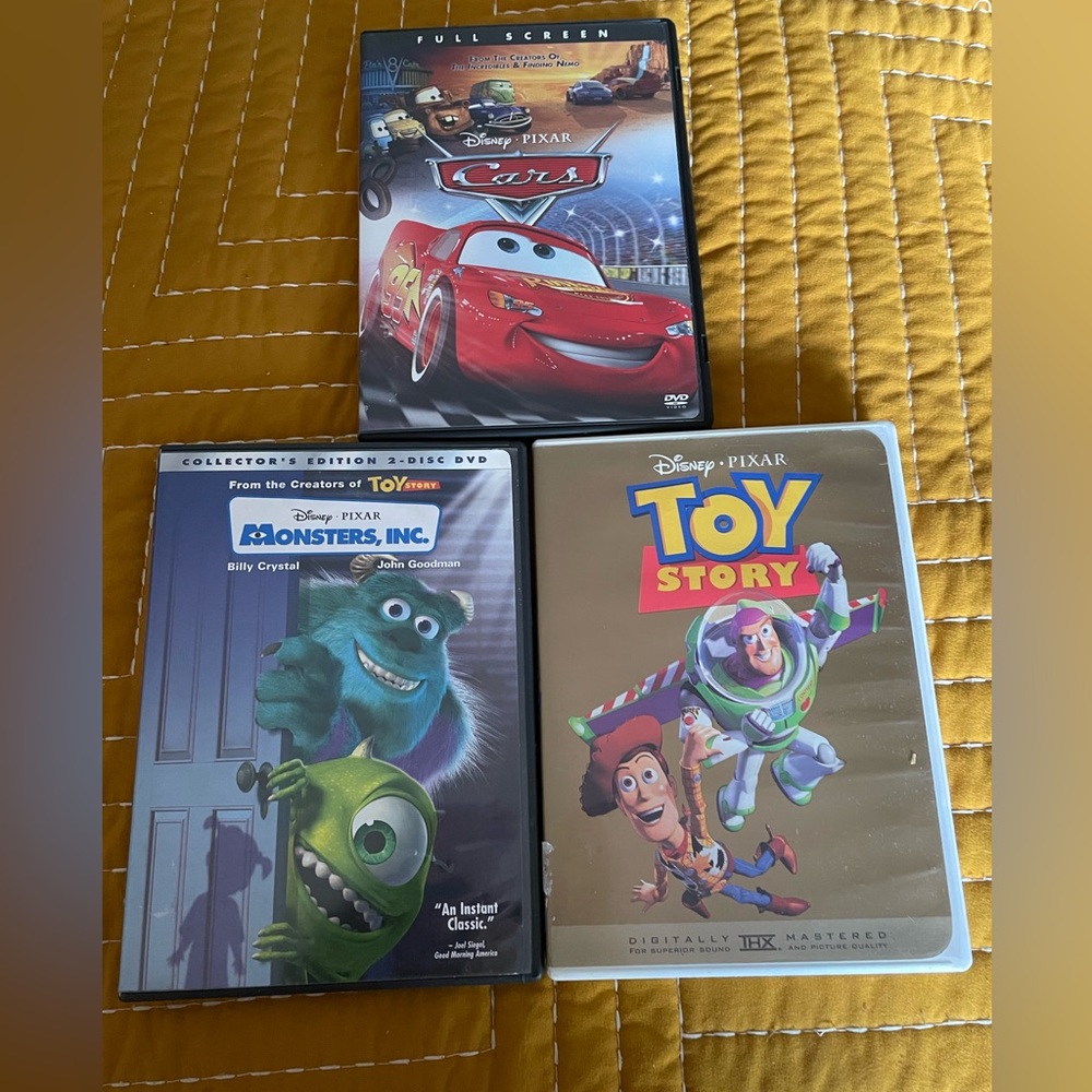Disney Pixar Bundle- 3 DVD Toy Story, Cars, Monsters Inc